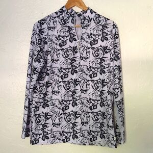 Bette & Court Pullover Nylon Black/White Size Large Active Wear Long Sleeve Top